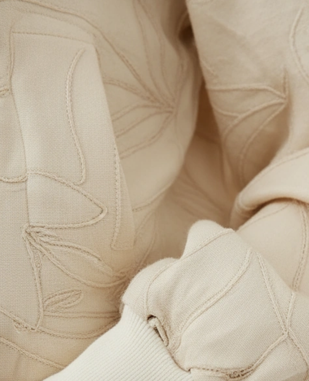 Chaqueta Puff Denim Bordada crema