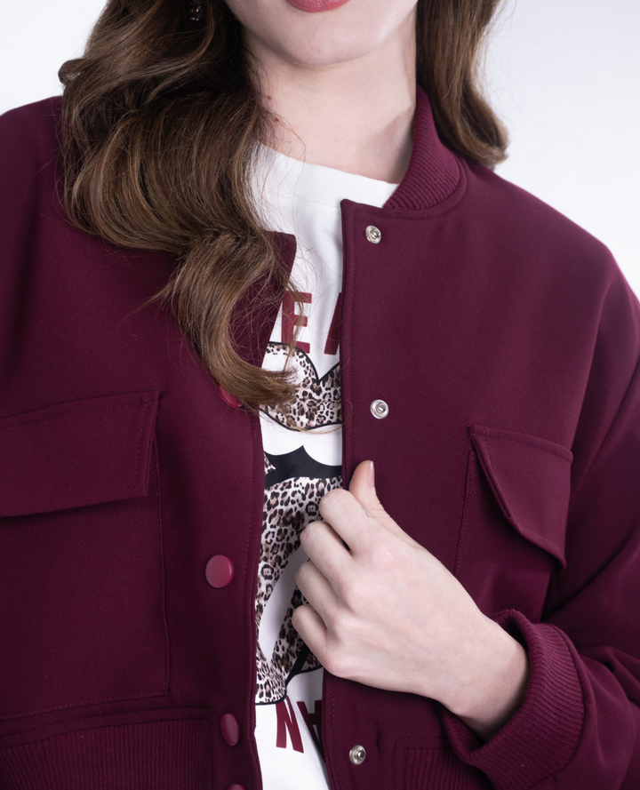Chaqueta Bomber Vinotinto