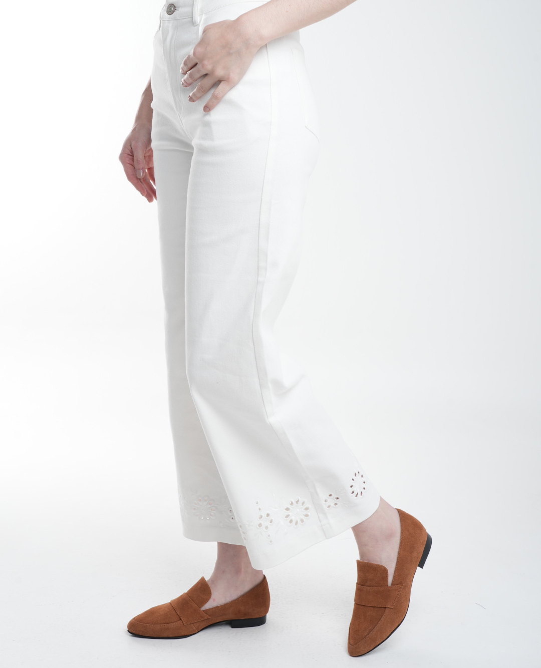 Pantalón Denim Ojalillo Blanco