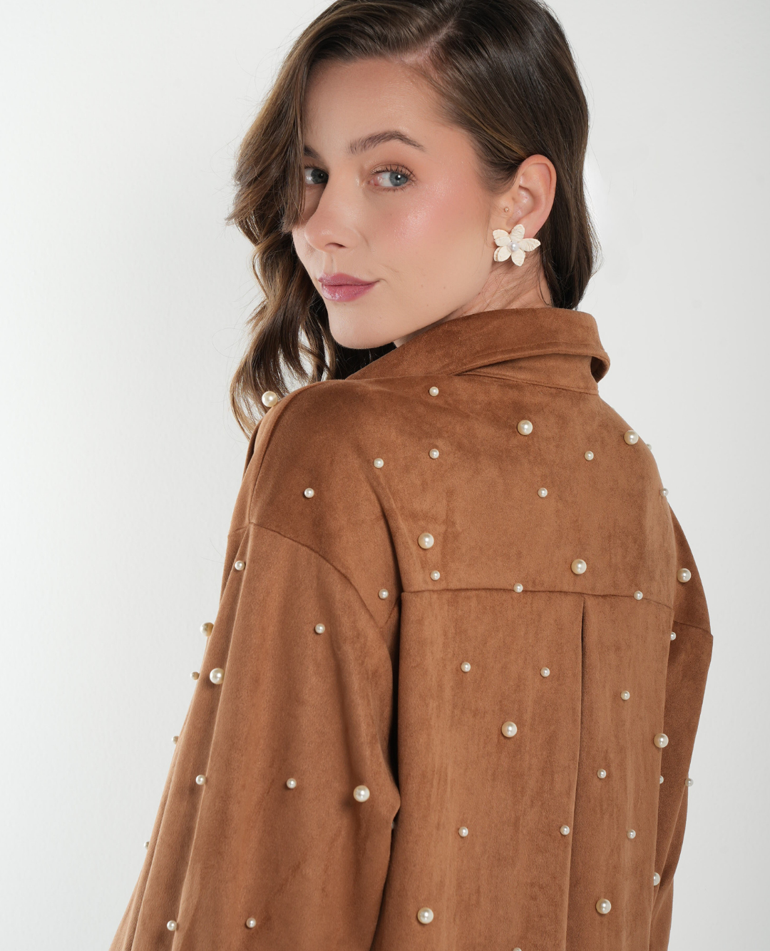 Camisa Gamuza Perlas Camel