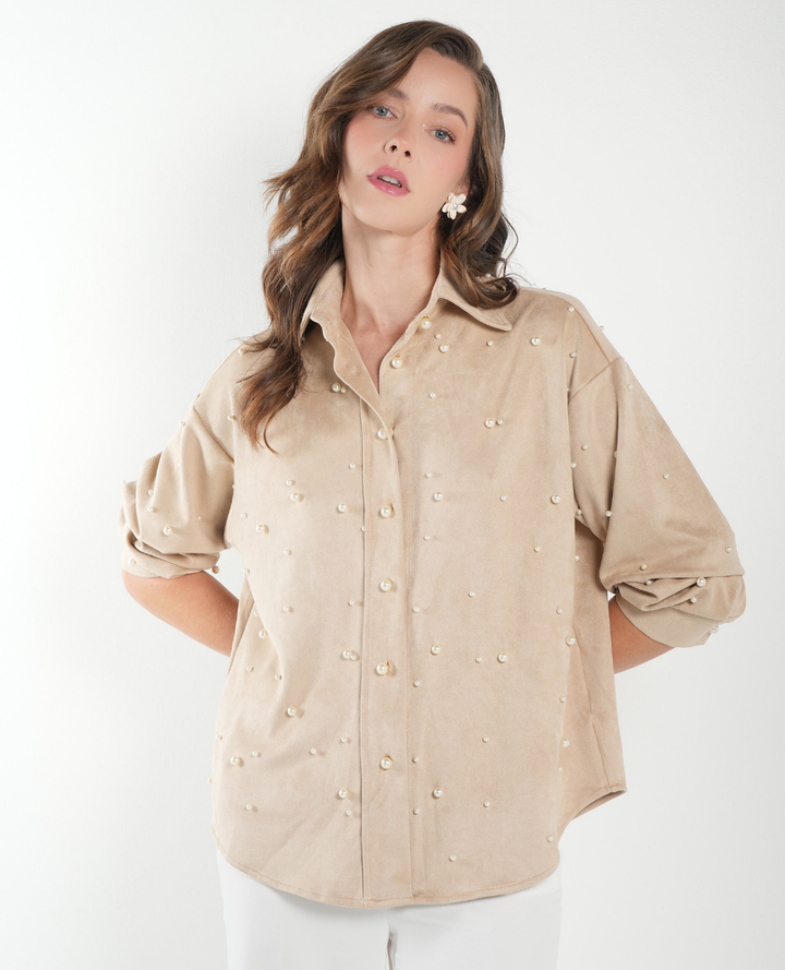 Camisa Gamuza Perlas Marfil