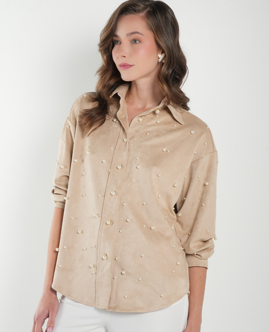 Camisa Gamuza Perlas Marfil