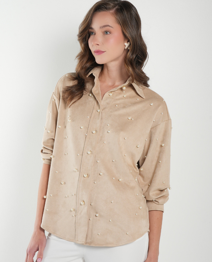 Camisa Gamuza Perlas Marfil