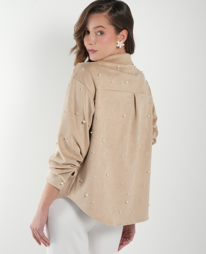 Camisa Gamuza Perlas Marfil