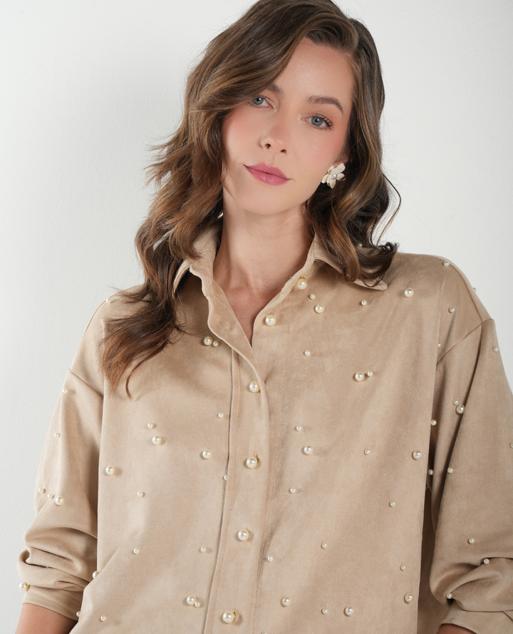 Camisa Gamuza Perlas Marfil