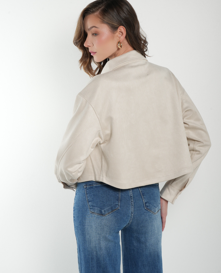 Chaqueta corta gamuza Marfil
