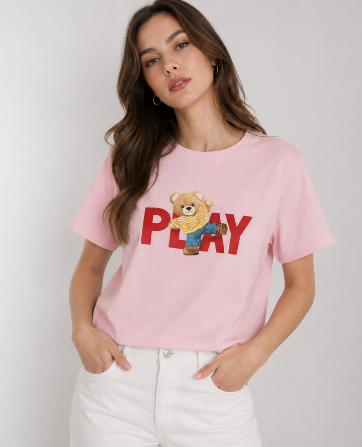 Camiseta Play Osito rosa