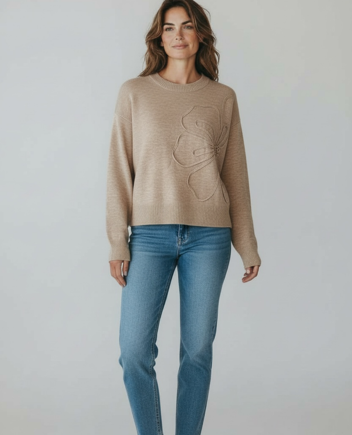 Saco flor orquidea 3D Beige