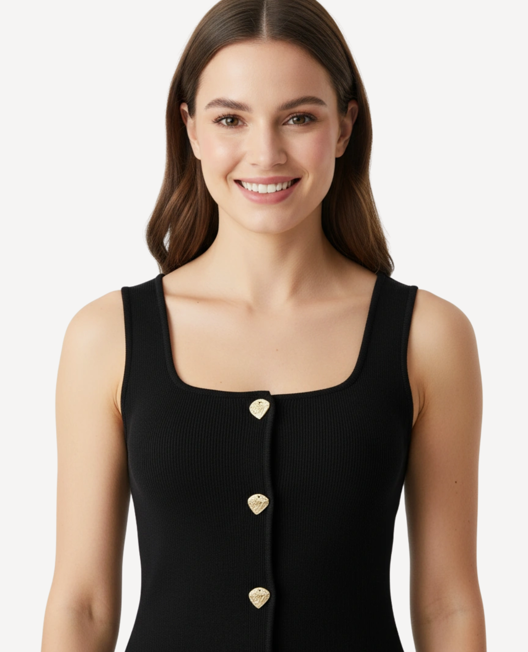 Chaleco Top Negro botones dorados