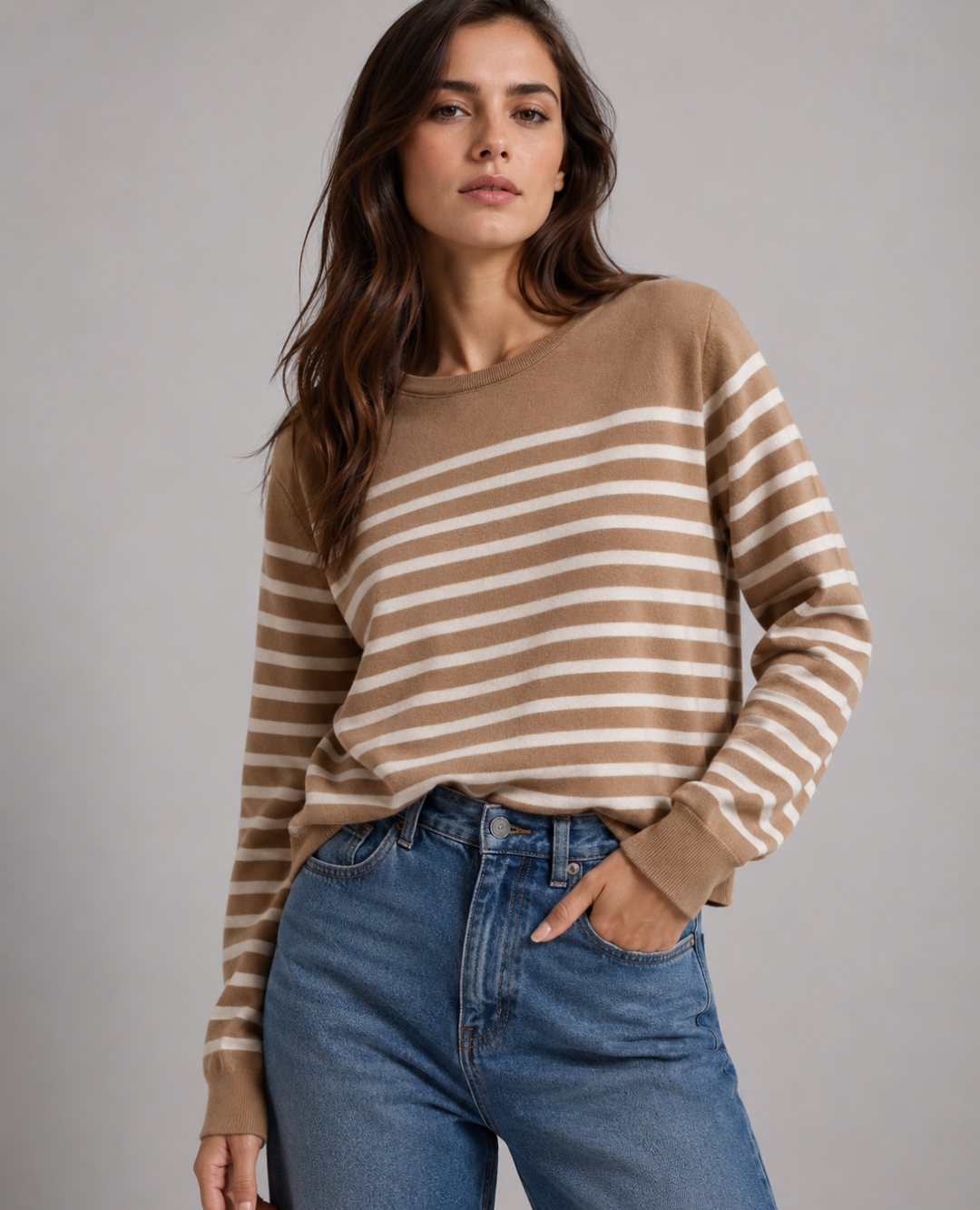 Saco Basico Rayas Taupe