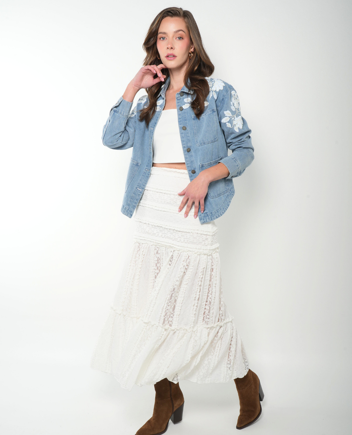 Falda en Blonda Hippie Blanca