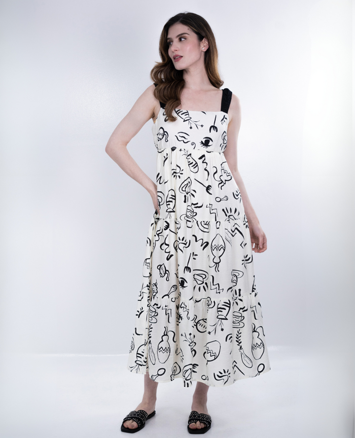 Vestido estampado Tiras Negras