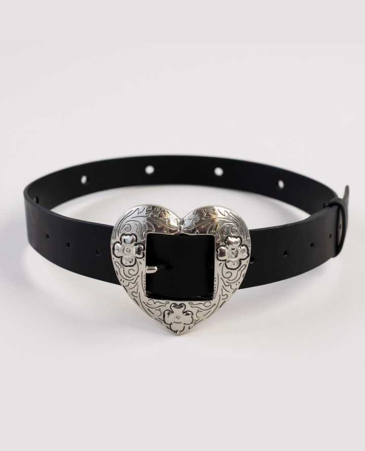 Correa Hebilla corazon plateada