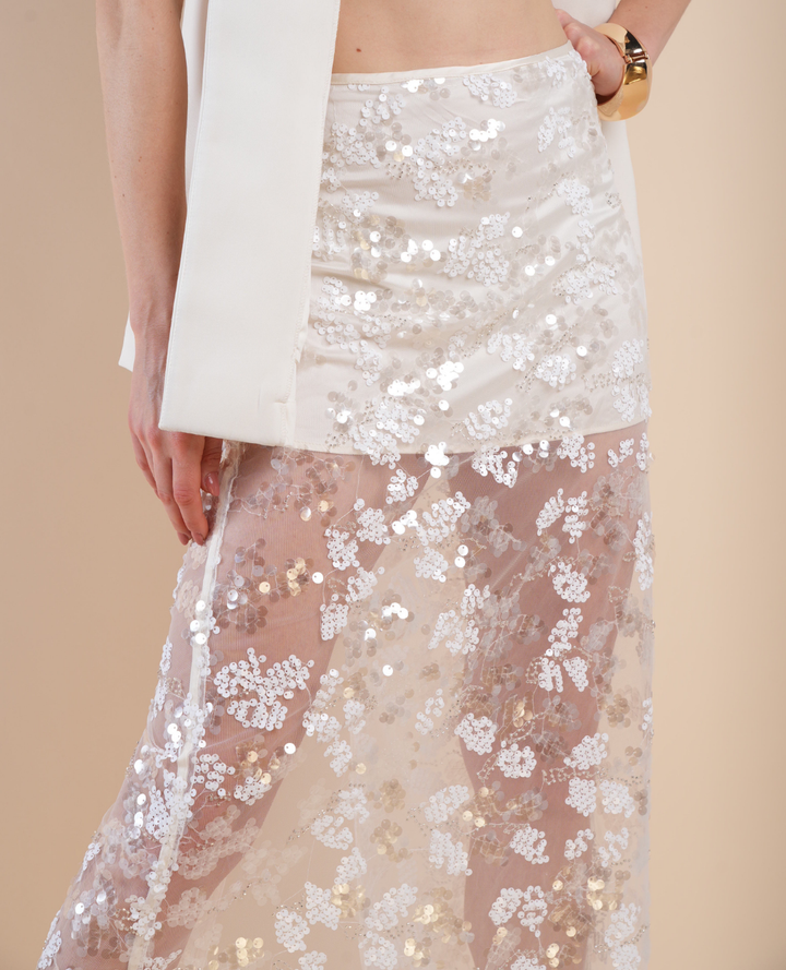 Falda Lentejuelas Blanca