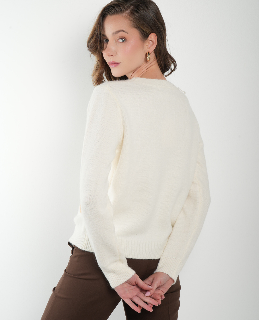 Saco bordado Flores Marfil