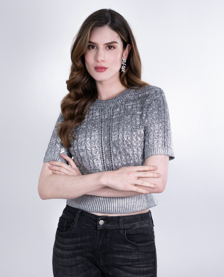 Top Trenzado Brillo Silver