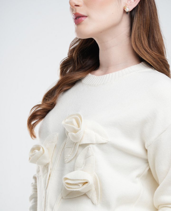 Saco Rosas 3D Marfil