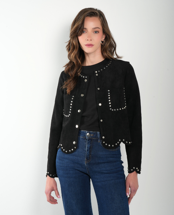 Chaqueta gamuza taches negra