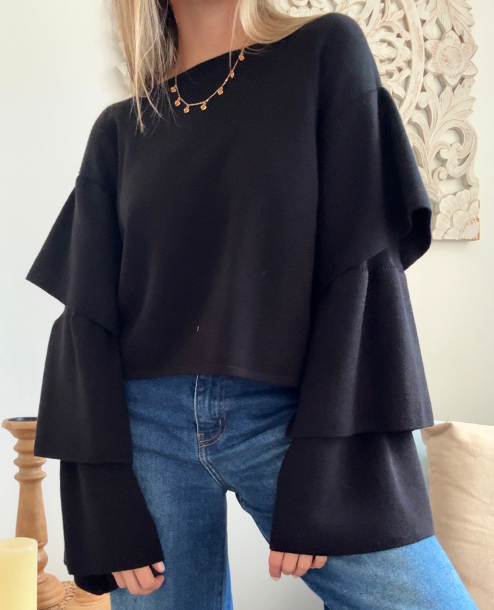 Saco Cuello redondo Manga Bolero Negro