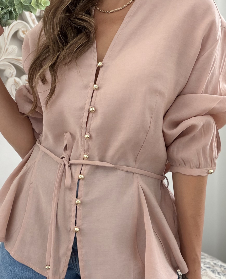 Blusa Velo Botones Rosa