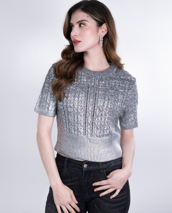 Top Trenzado Brillo Silver