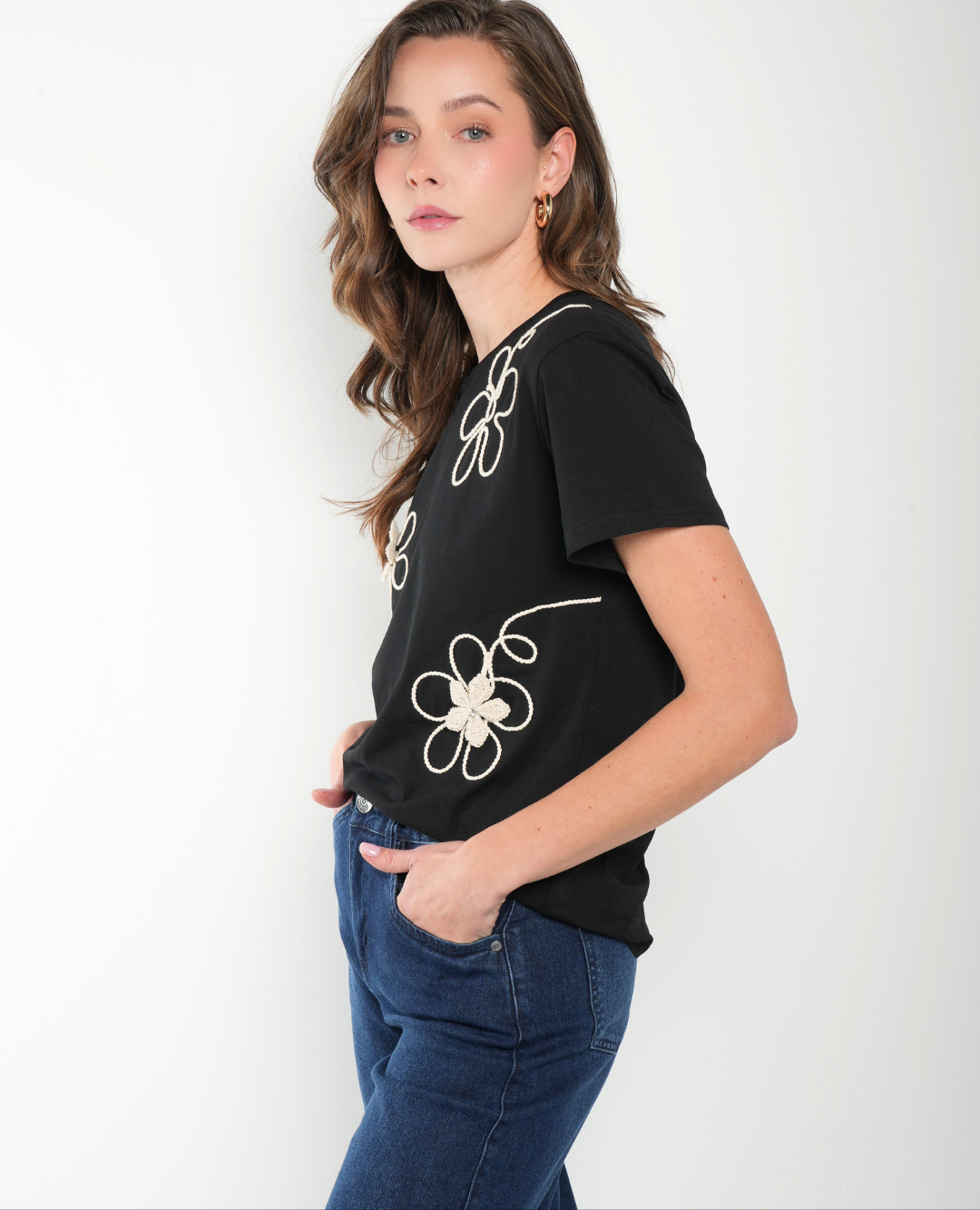 Camiseta Flor Crochet