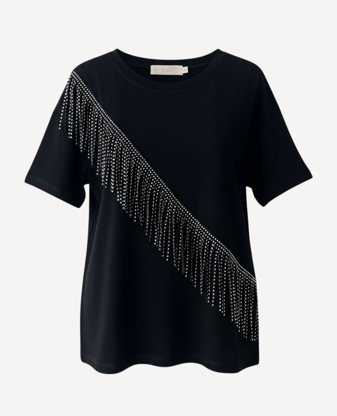Camiseta flecos taches negra