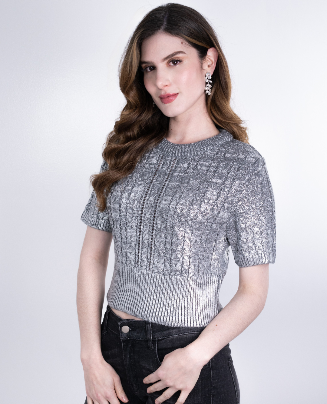 Top Trenzado Brillo Silver