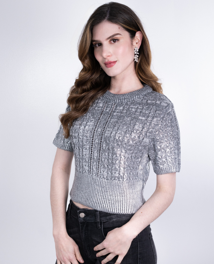 Top Trenzado Brillo Silver
