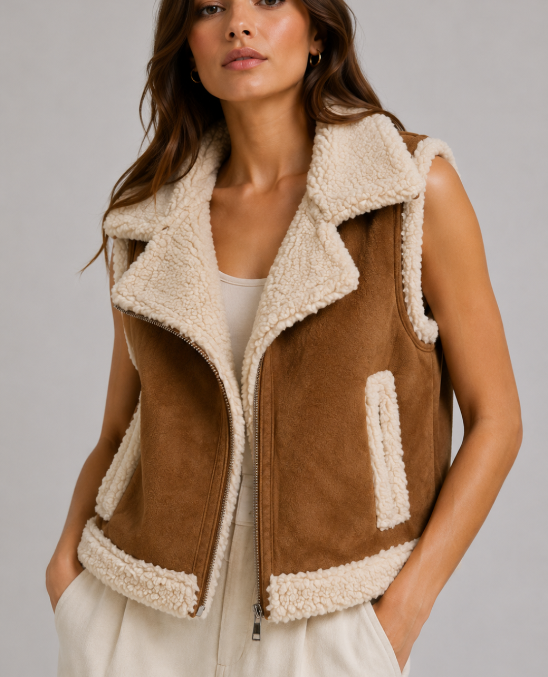 Chaleco Ovejero Gamuza Camel