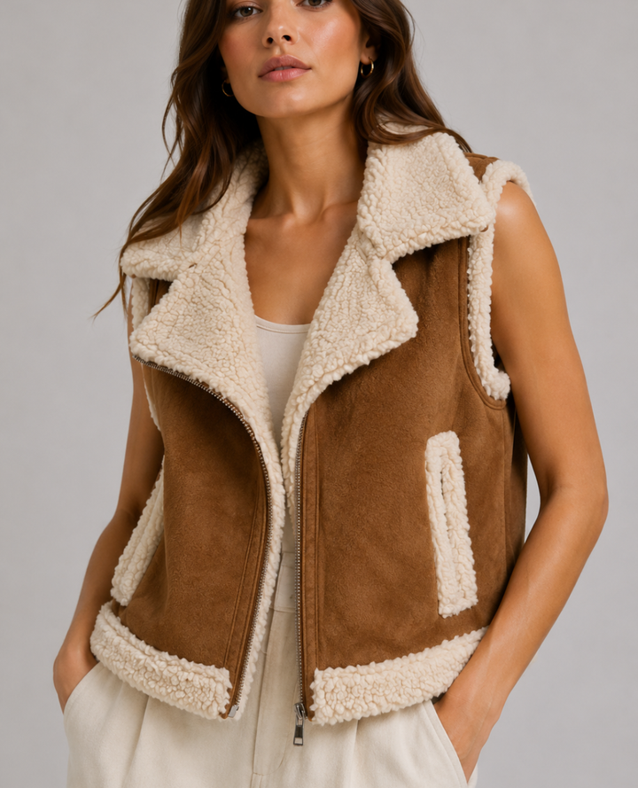 Chaleco Ovejero Gamuza Camel
