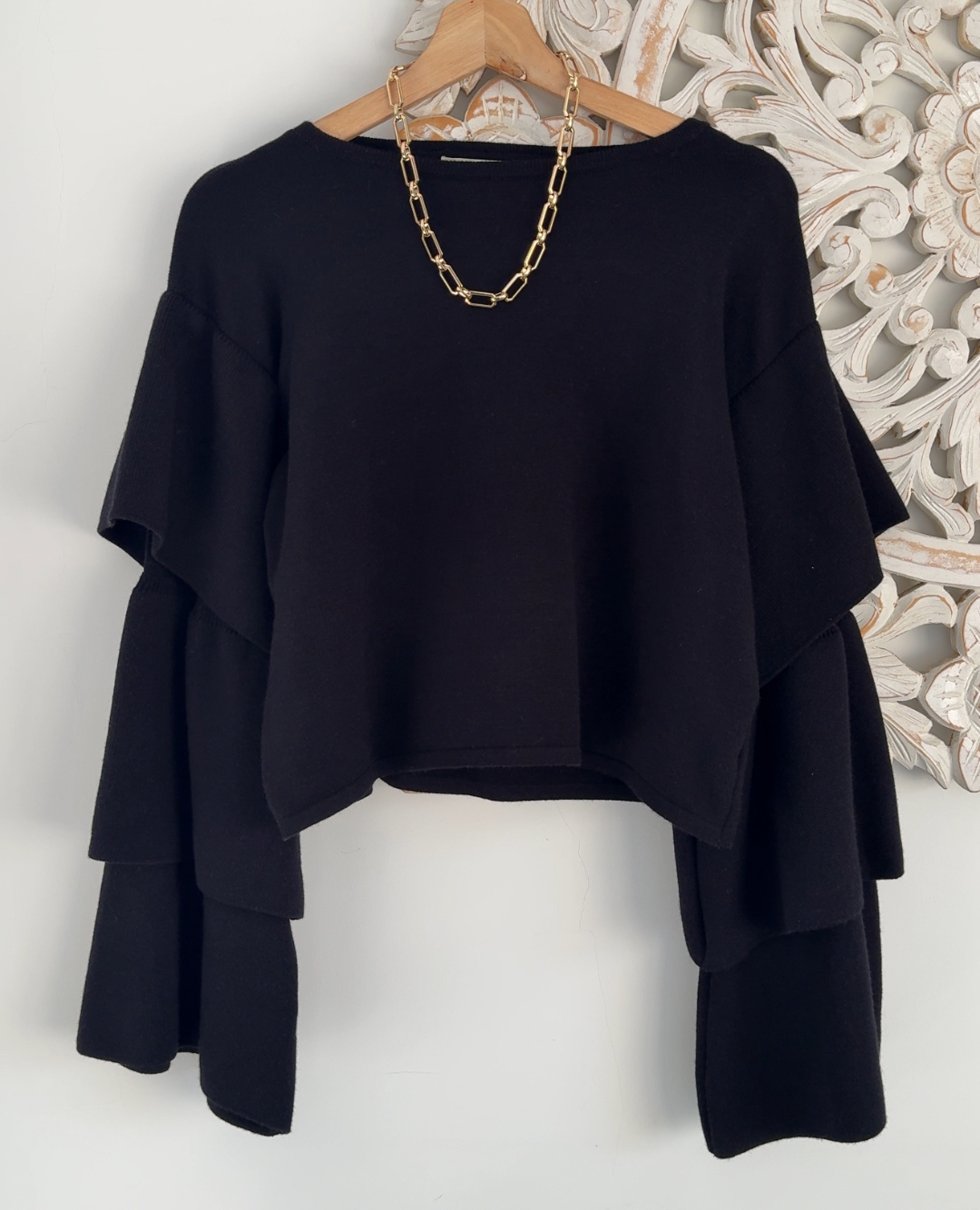 Saco Cuello redondo Manga Bolero Negro