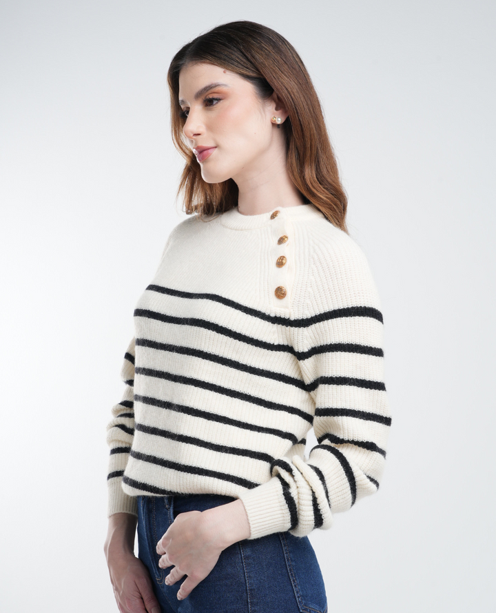 Saco rayas - botones Blanco