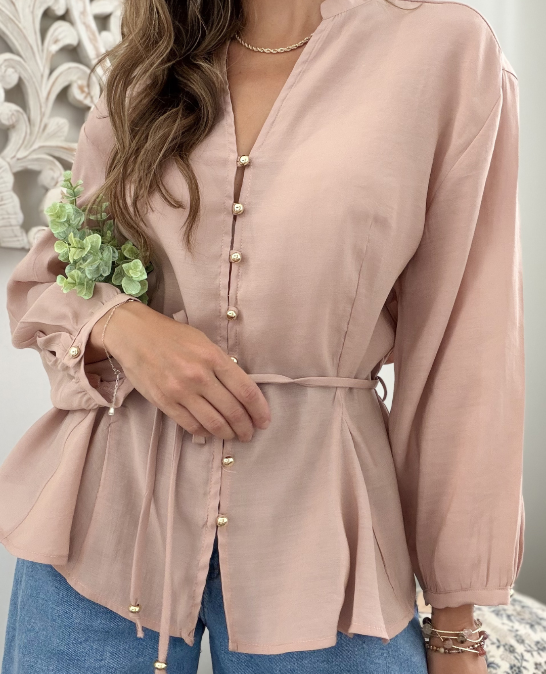 Blusa Velo Botones Rosa