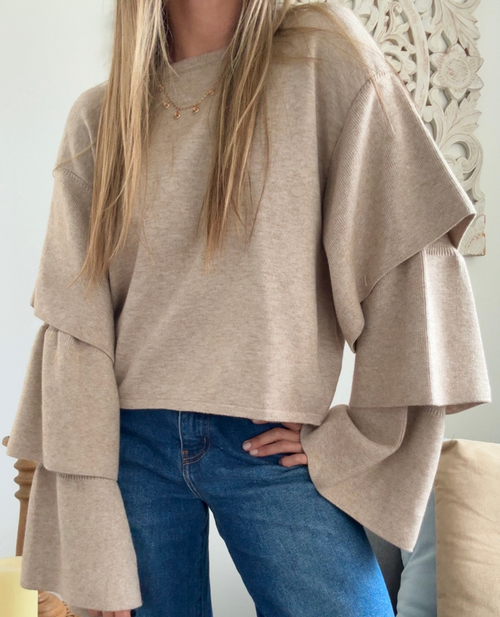 Saco Cuello Redondo Boleros Taupe