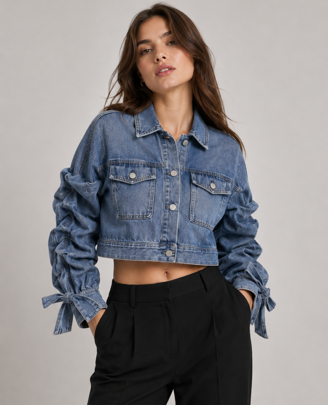 Chaqueta Denim Mangas Recogidas