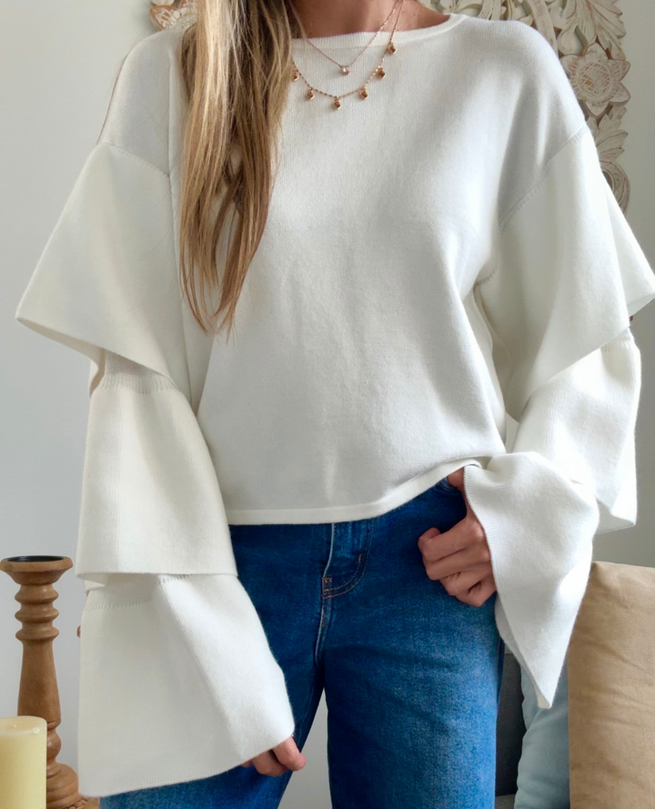 Saco Cuello redondo Manga bolero Marfil