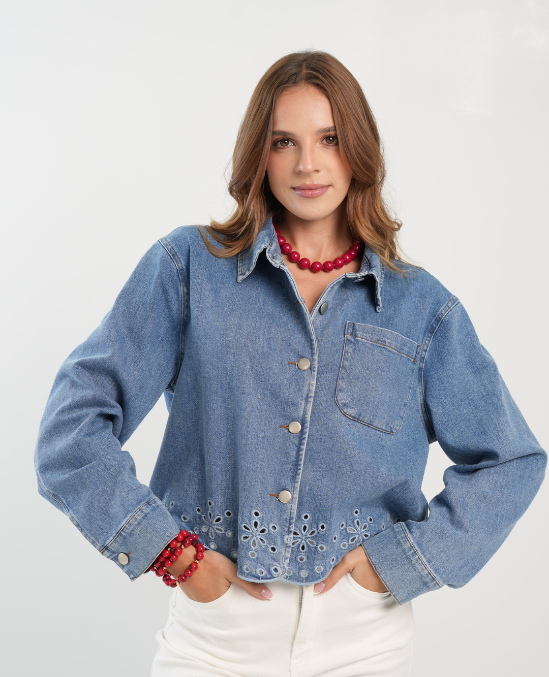 Chaqueta Denim Ojalillo Azul