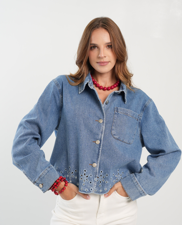 Chaqueta Denim Ojalillo Azul