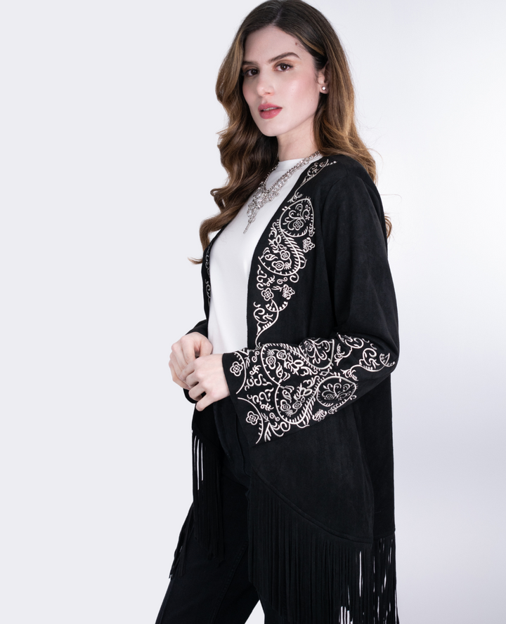 Chaqueta Gamuza Bordada Flecos