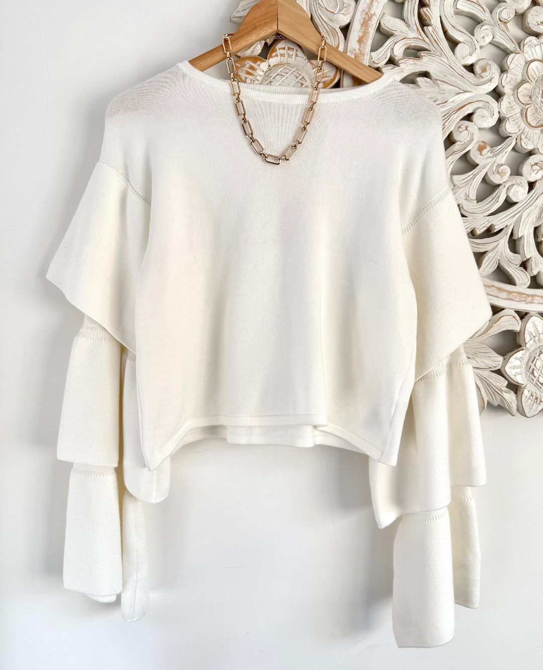 Saco Cuello redondo Manga bolero Marfil