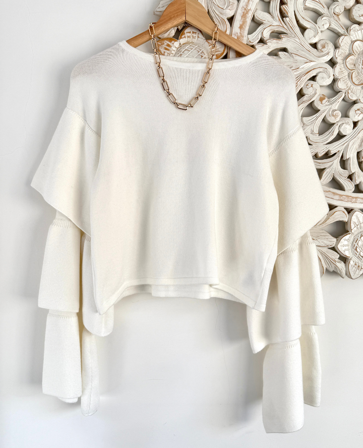 Saco Cuello redondo Manga bolero Marfil