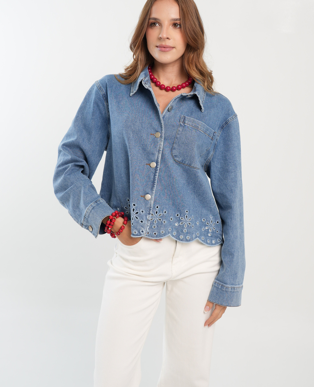 Chaqueta Denim Ojalillo Azul