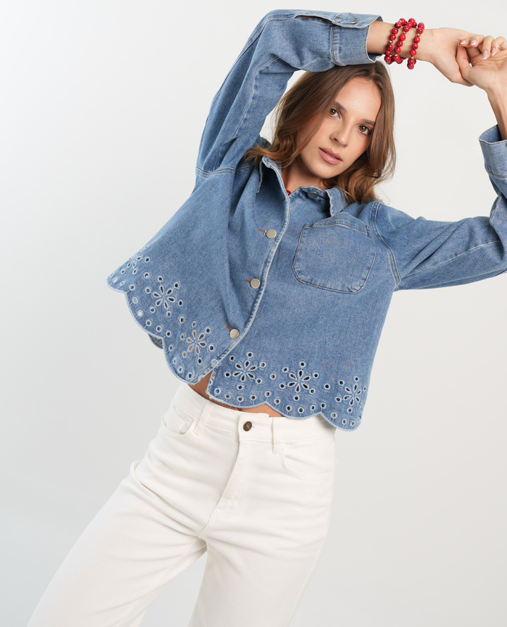 Chaqueta Denim Ojalillo Azul