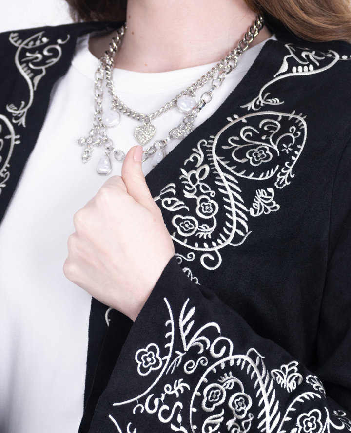 Chaqueta Gamuza Bordada Flecos