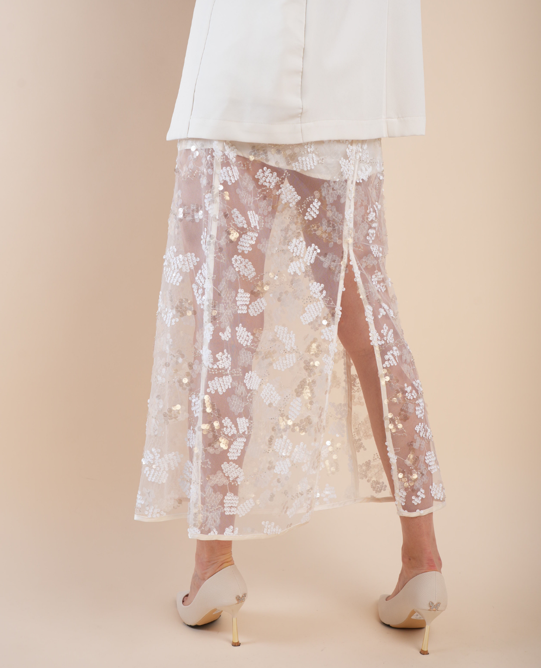 Falda Lentejuelas Blanca