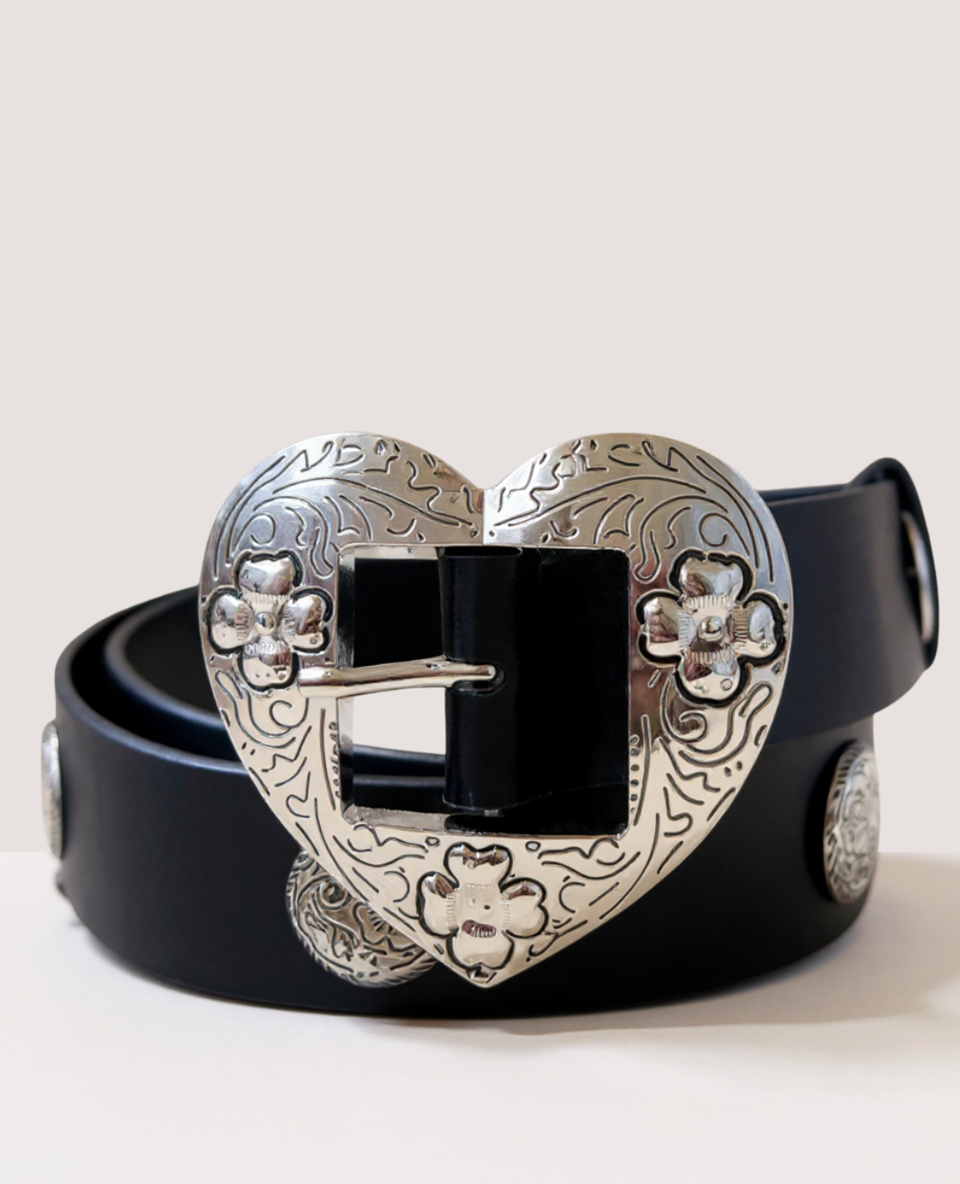 Correa Hebilla corazon plateada