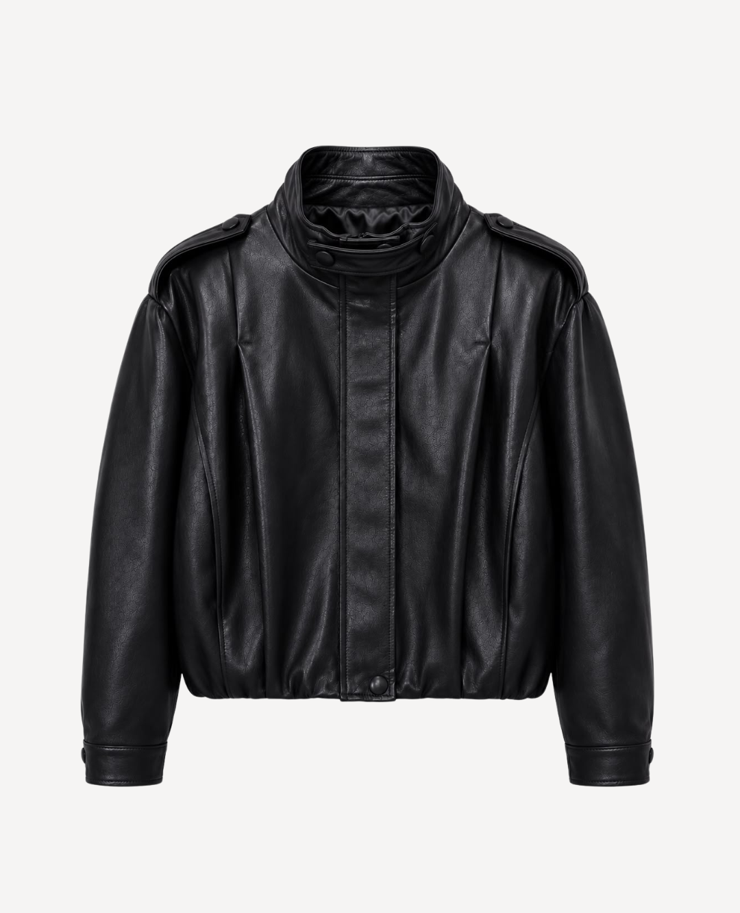 Chaqueta Manga Puff Efecto cuero Negro