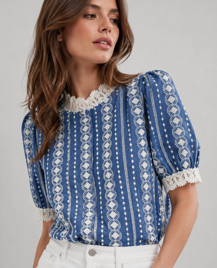 Blusa Muñeca Bordado torchon
