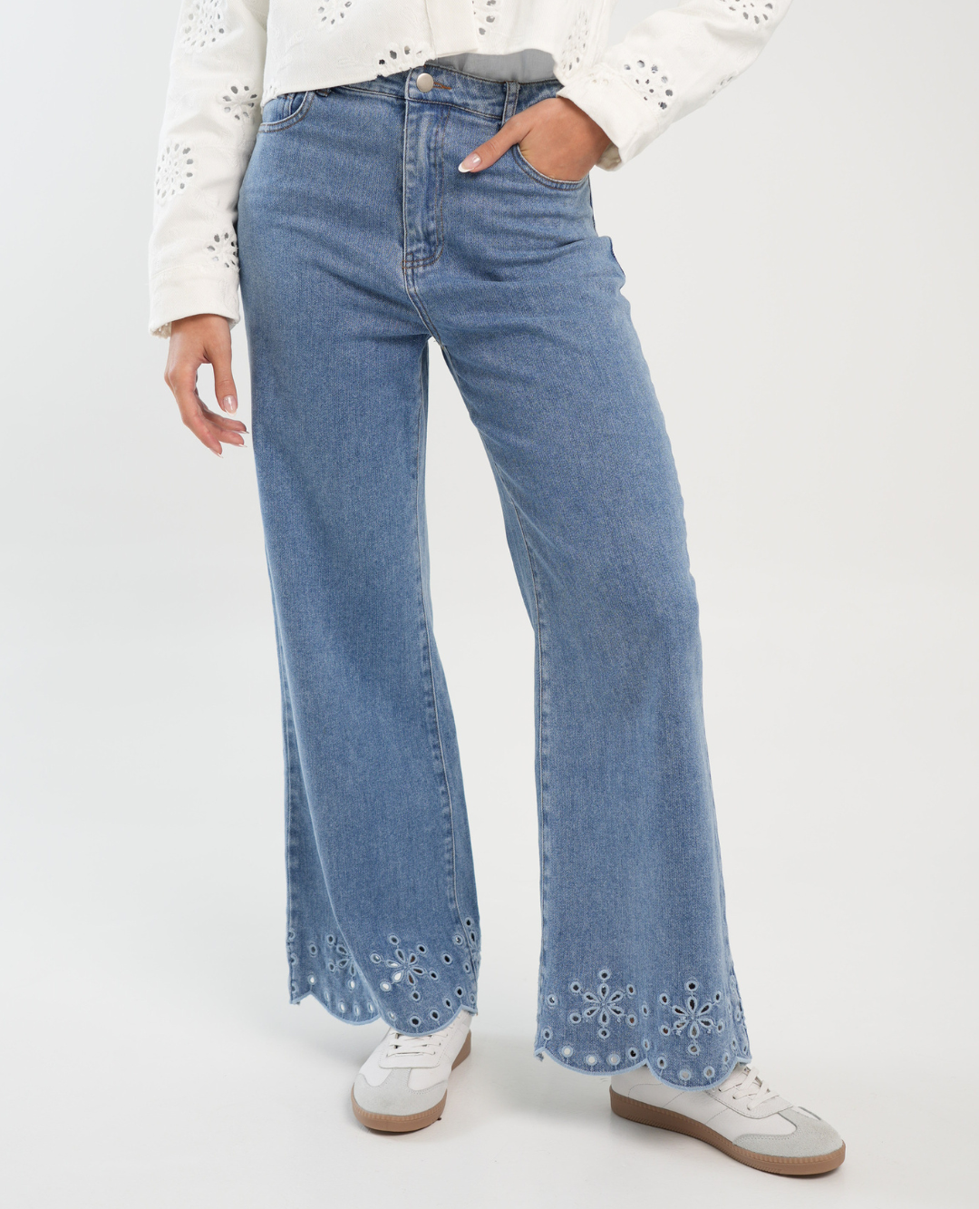 Pantalón Denim Ojalillo Azul